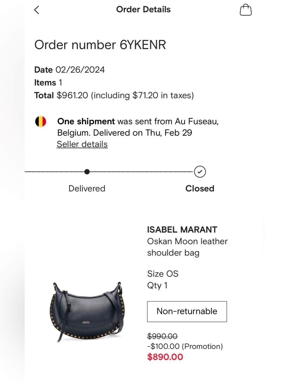 Isabel Marant Dark Blue Shoulder Bag with Gold Accents - Picture 11 of 11